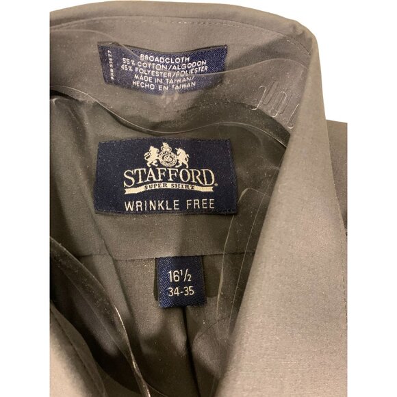 Stafford Wrinkle-Free Broadcloth Dress Shirt Size 16.5/34-35 Midnight Grey - Picture 2 of 7